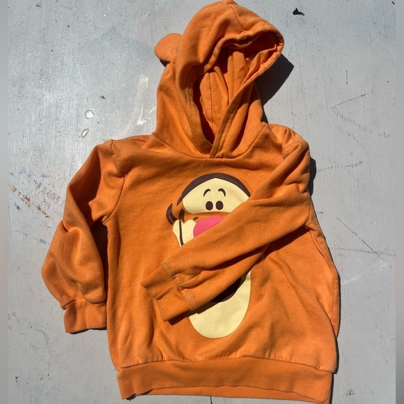 Kid's Winnie the Poo Hoodie Orange Face Cartoon 5/6 Disney Tigger STAINED Ears - Picture 9 of 16